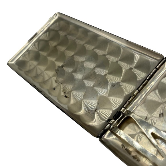 Art Deco Sterling Silver Elgin American USA Monogram Cigarette Tobacco Case 137g - Picture 7 of 9